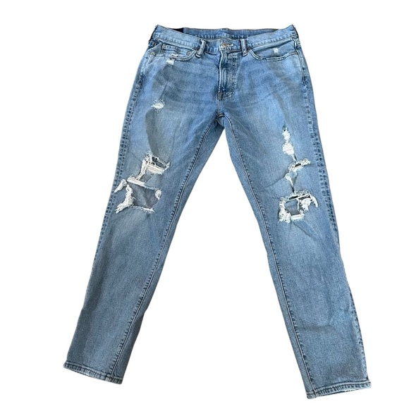 Abercrombie & Fitch Men’s Slim Taper Stretch Distressed Denim Jeans Sz 32 GUC - Picture 1 of 9